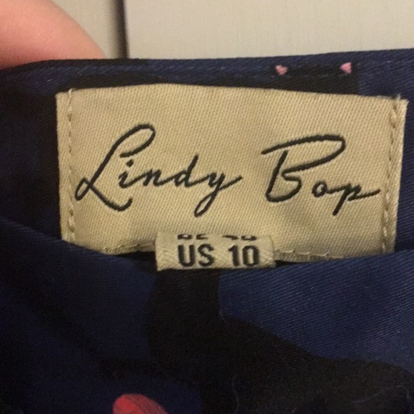 Lindy Bop Circle Skirt Blue Cat Print Pockets - Picture 4 of 5